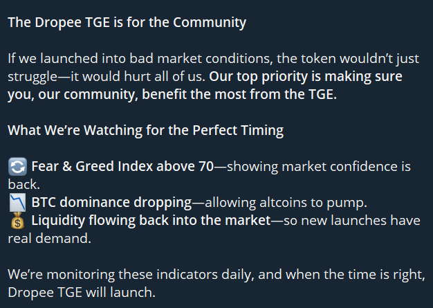 Dropee TGE update